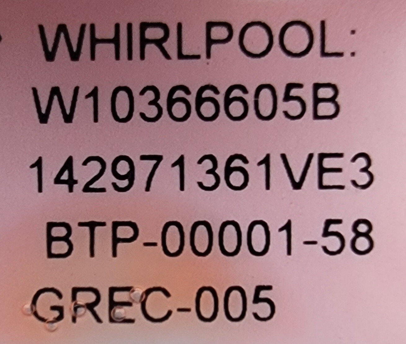 Genuine Refrigerator Whirlpool Defrost Control Board Part#W10366605B