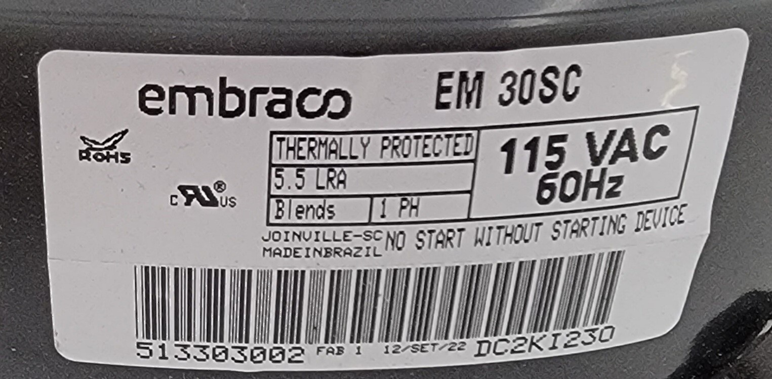 Genuine Refrigerator Sub-Zero Compressor Part#513303002 EM30SC