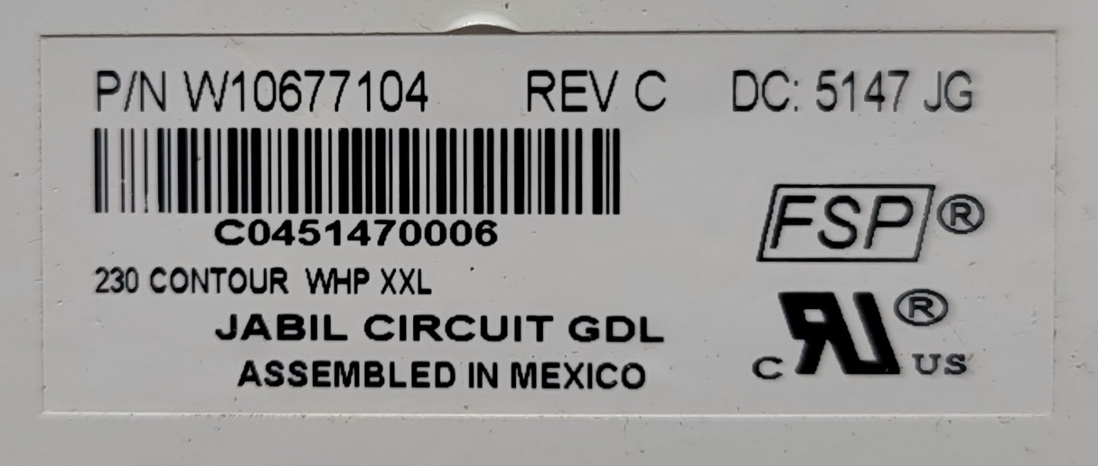 Genuine Refrigerator Whirlpool Control Board Part#W10677104