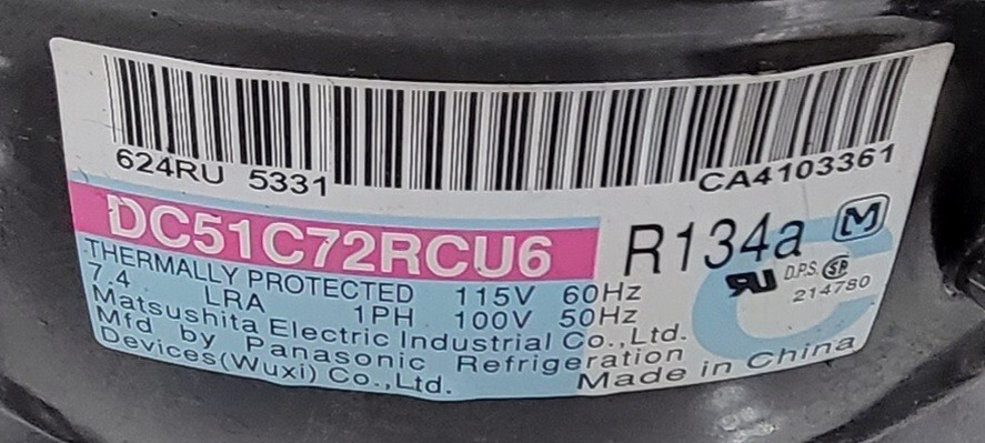 Genuine Refrigerator Sub-Zero Compressor Part#DC51C72RCU6