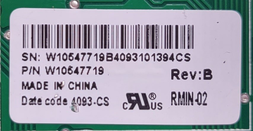Genuine Refrigerator Whirlpool Control Board Part#W10547719