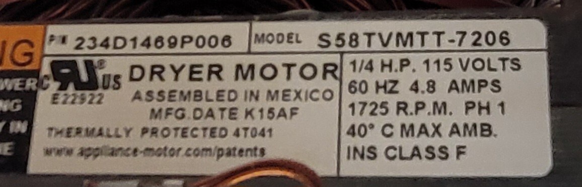 Genuine Dryer LG Drive Motor w/Blower Part#234D1469P006