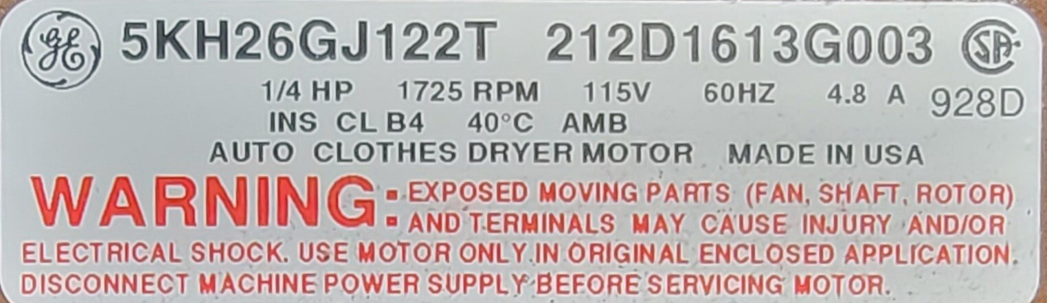 Genuine Dryer GE Motor w/Blower Part#212D1613G003