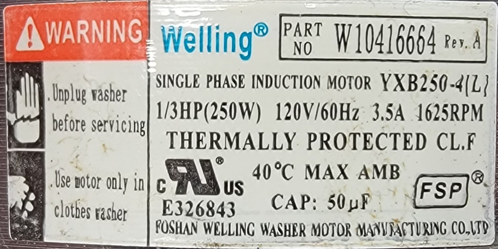 Genuine Washer Maytag Drive Motor Part#W10416664