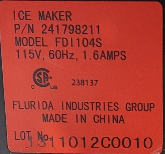 Genuine Refrigerator Frigidaire Ice Maker Part#241798211