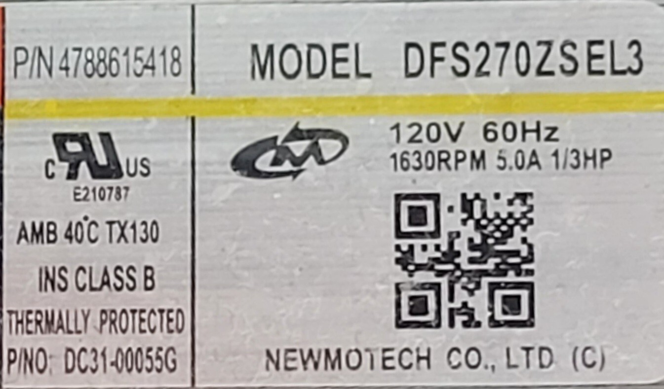 Genuine Dryer Samsung Motor w/Blower Part#4788615418