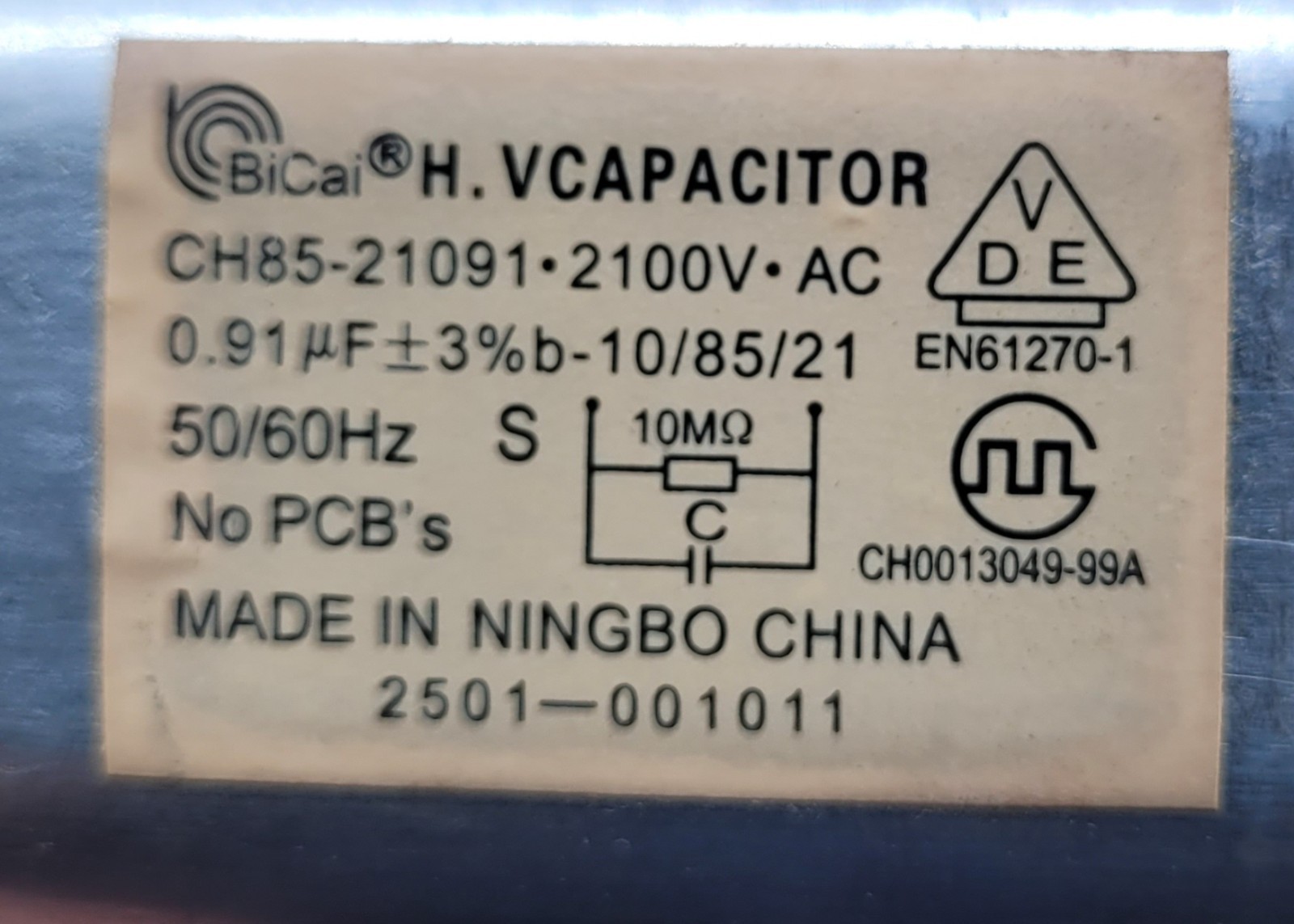 Genuine Microwave GE Capacitor Part#2501-001011