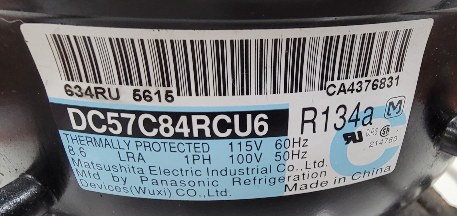 Genuine Refrigerator LG Compressor Part#DC57C84RCU6