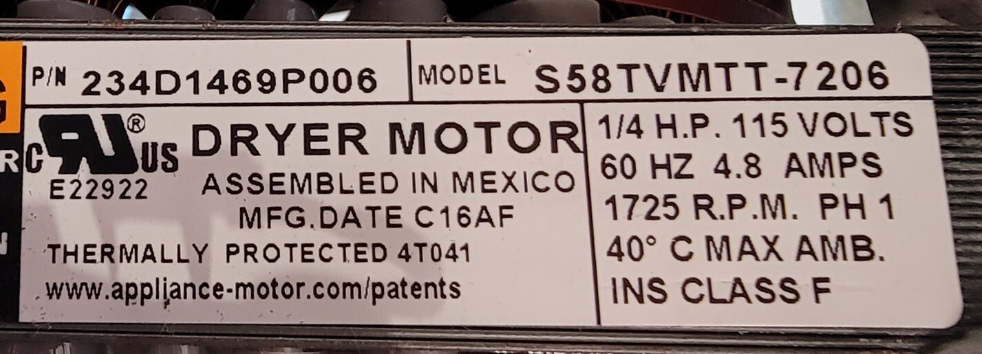 Genuine Dryer GE Motor w/Blower Part#234D1469P006