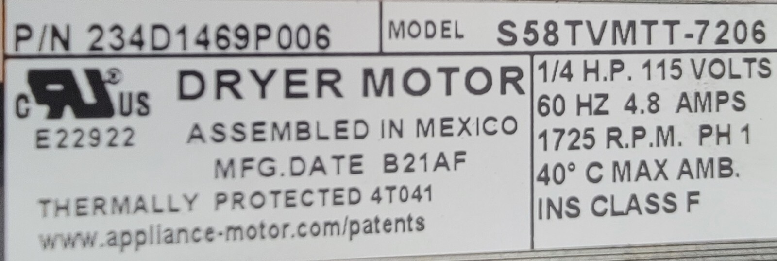 Genuine Dryer Hotpoint Motor w/Blower Part#234D1469P006