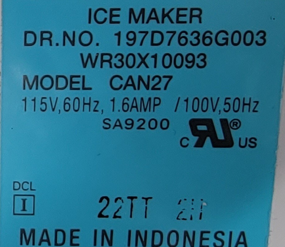 Genuine Refrigerator GE Ice Maker Part#197D7636G003