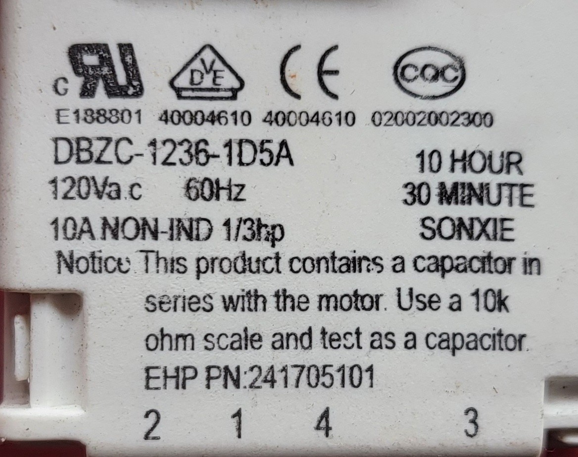 Genuine Refrigerator Frigidaire Defrost Timer Part#241705101