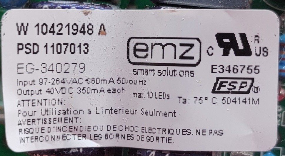 Genuine Refrigerator Whirlpool Control Board Part#W10421948A