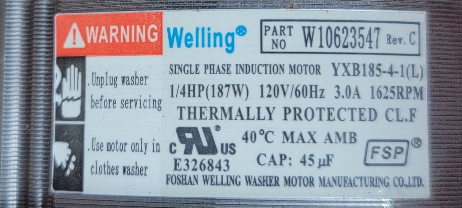 Genuine Washer Amana Drive Motor Part#W10623547