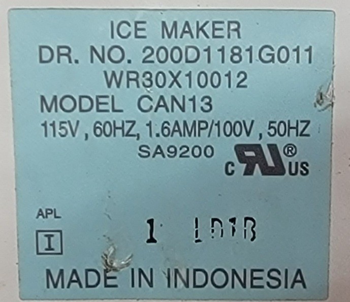 Genuine Refrigerator GE Ice Maker Part#200D1181G011