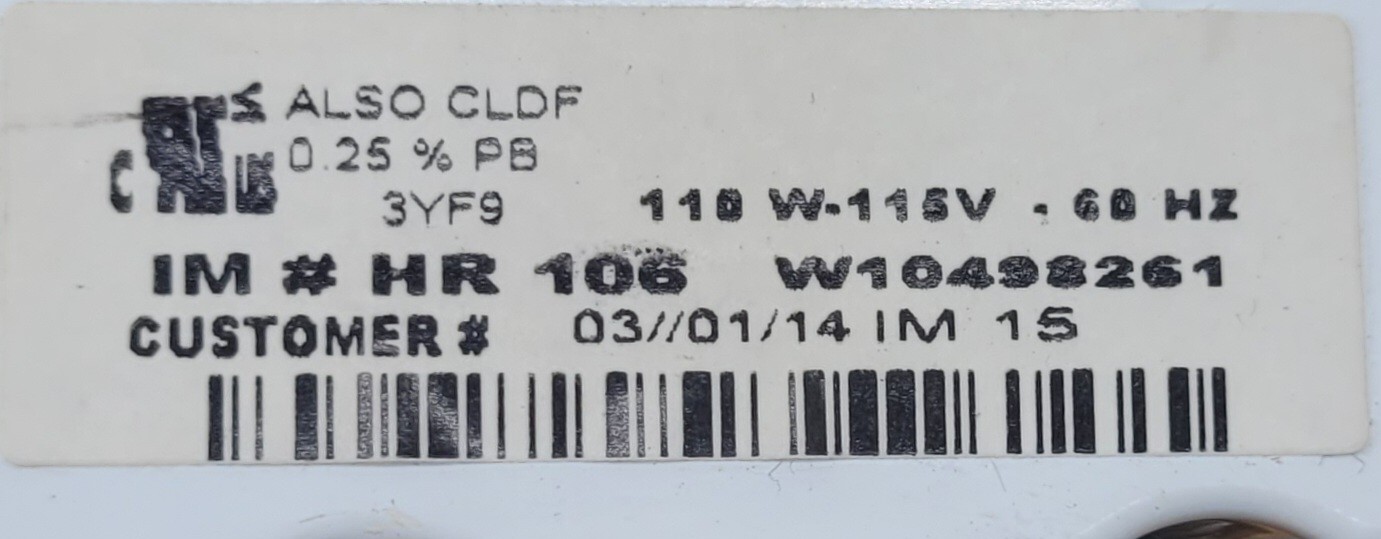 Genuine Refrigerator Whirlpool Ice Maker Part#W10498261