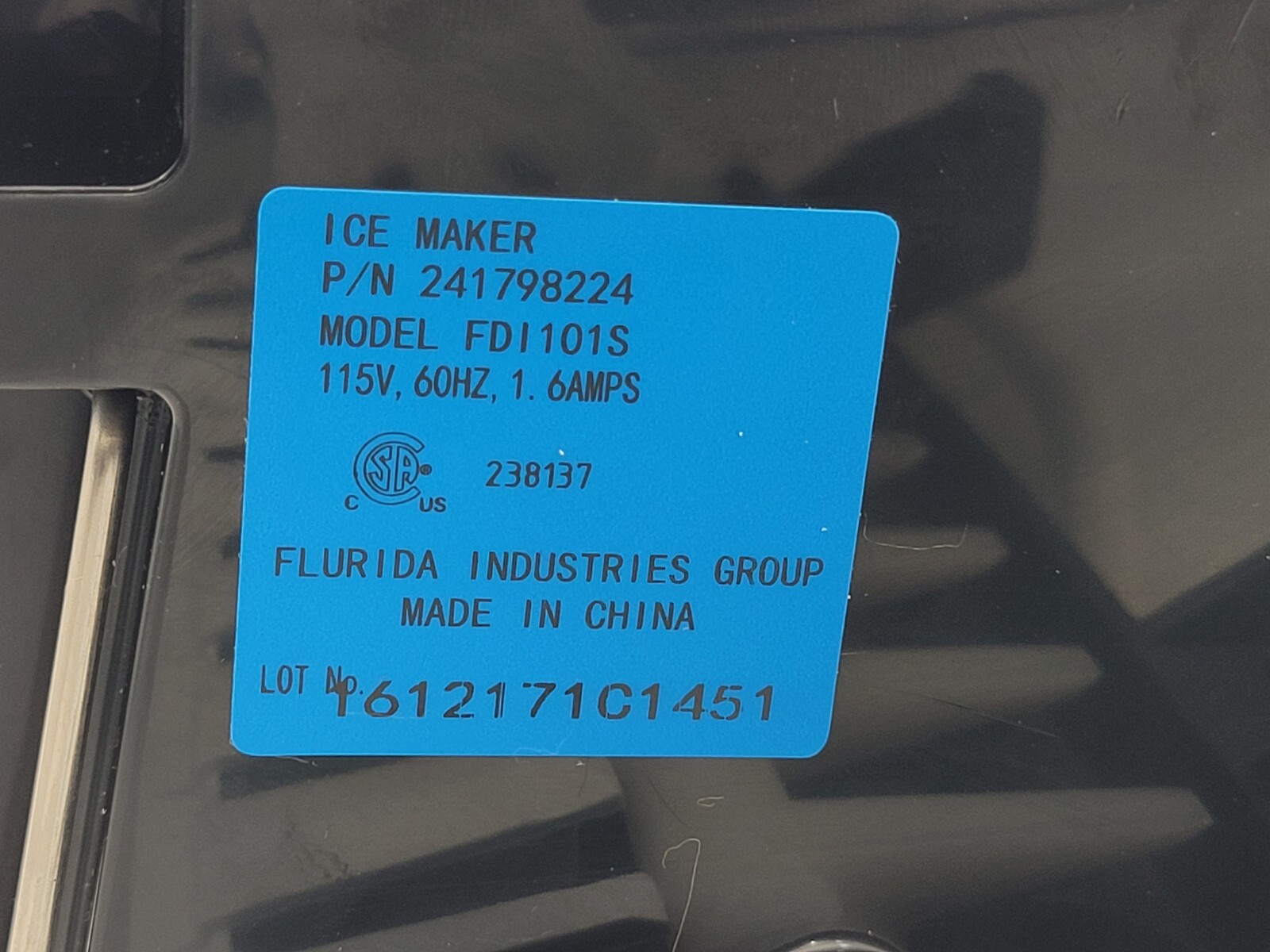 Genuine Frigidaire Refrigerator Ice Maker Part#241798224