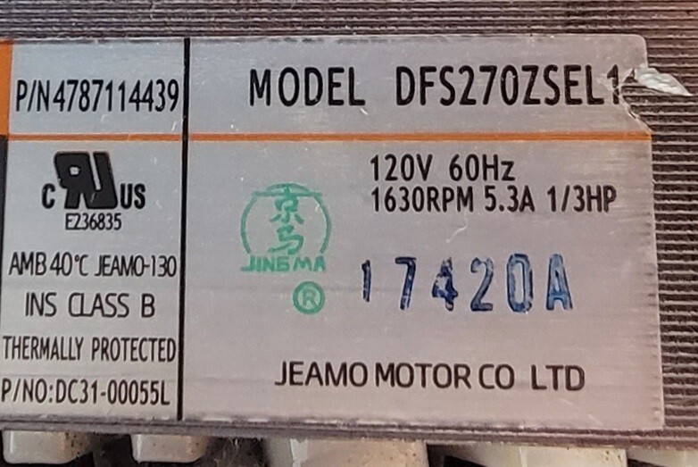 Genuine Dryer Samsung Motor w/Blower Part#4787114439