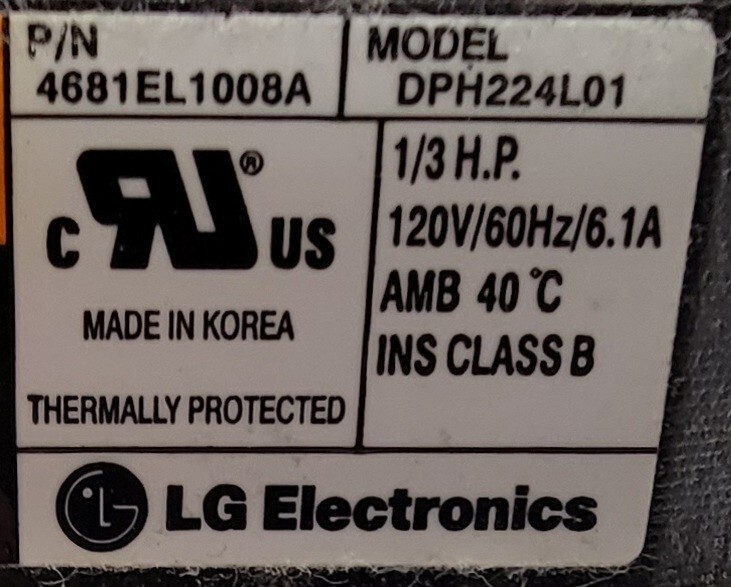 Genuine Dryer LG Motor w/Blower Part#4681EL1008A