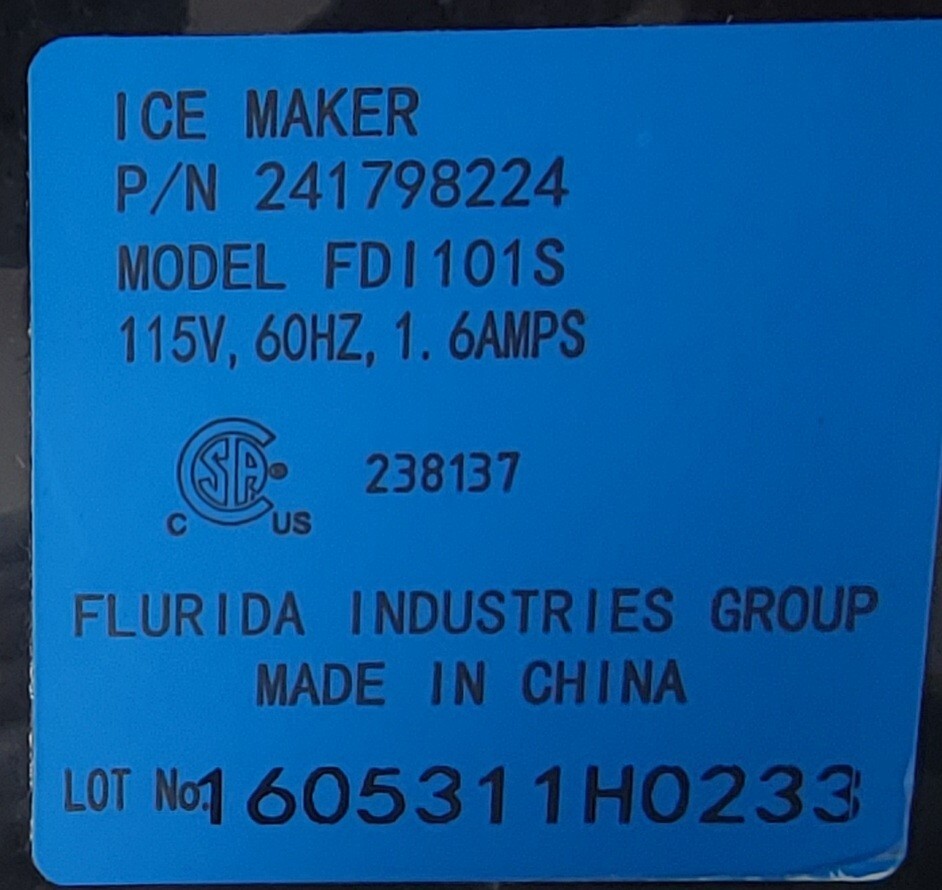 Genuine Refrigerator Frigidaire Ice Maker Part#241798224