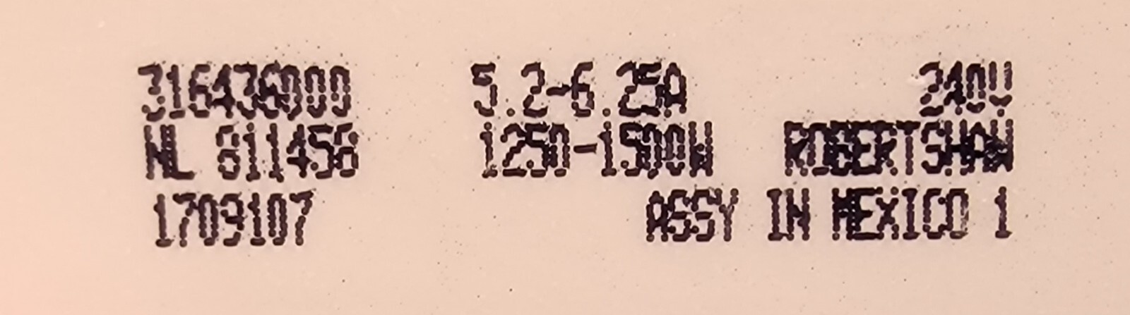 Genuine Oven Kenmore Infinite Switch Part#316436000