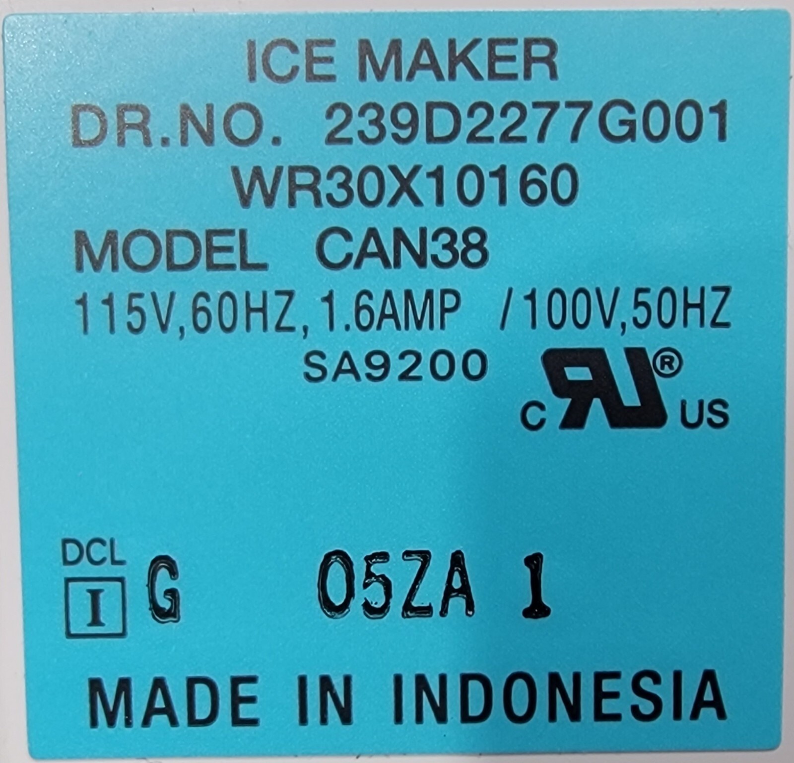 Genuine Refrigerator GE Ice Maker Part#239D2277G001