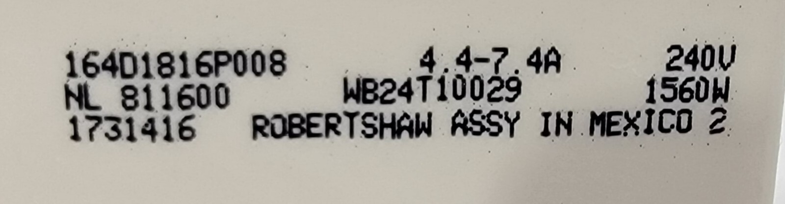 Genuine Oven GE Infinite Switch Part#164D1816P008
