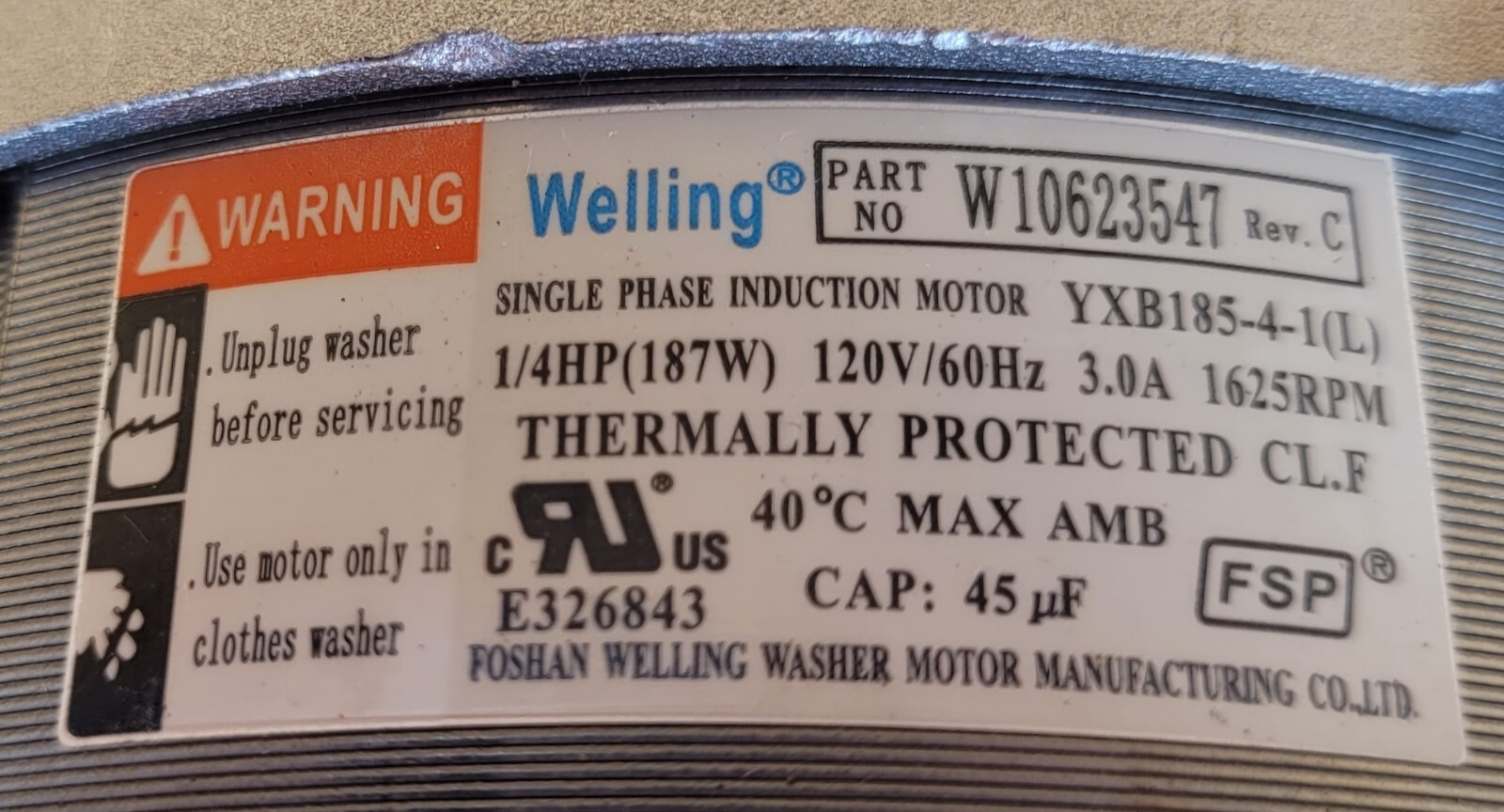 Genuine Washer Whirlpool Drive Motor Part#W10623547