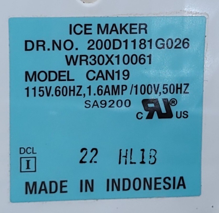 Genuine Refrigerator GE Ice Maker Part#200D1181G026
