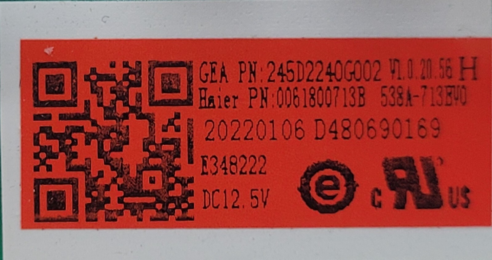 Genuine Refrigerator GE Circuit Board Part#245D2240G002