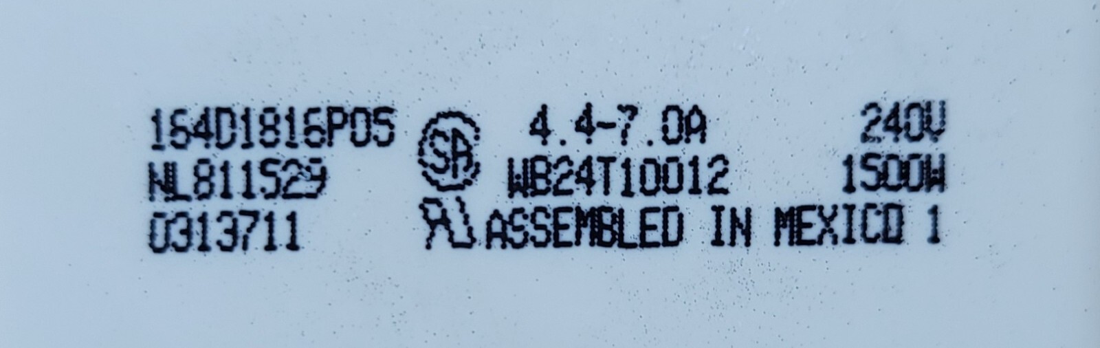 Genuine Oven GE Infinite Switch Part#164D1816P05