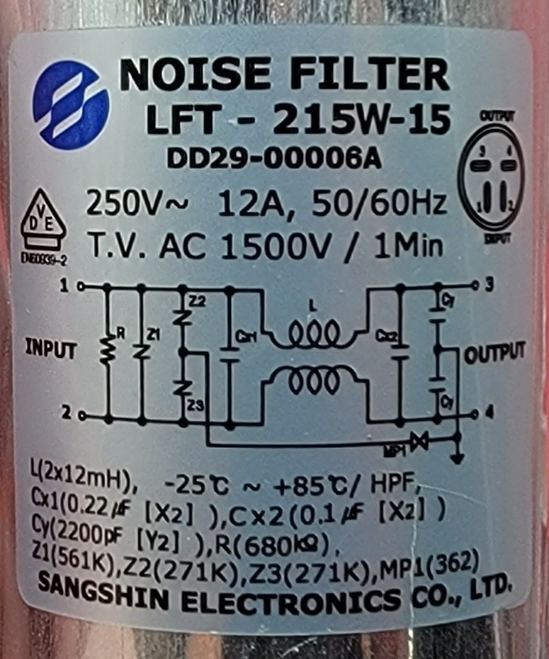 Genuine Dishwasher Samsung Noise Filter Part#DD29-00006A