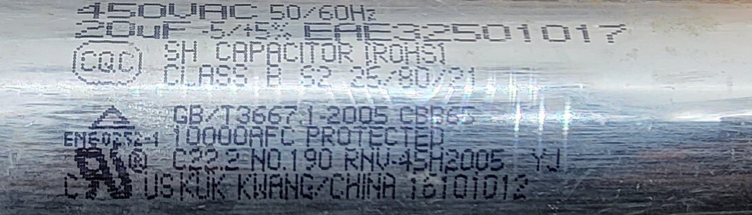 Genuine Refrigerator Kenmore Capacitor Part#EAE32501017