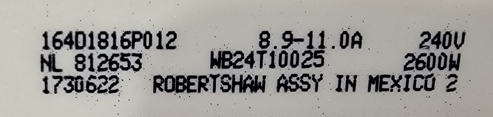 Genuine Oven GE Infinite Switch Part#164D1816P012