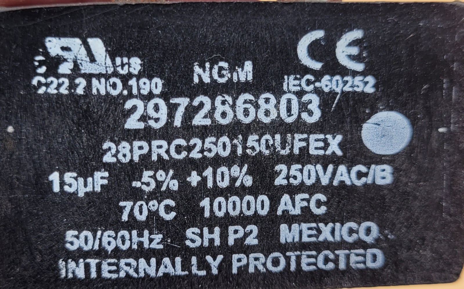 Genuine Refrigerator Samsung Capacitor Part#297286803