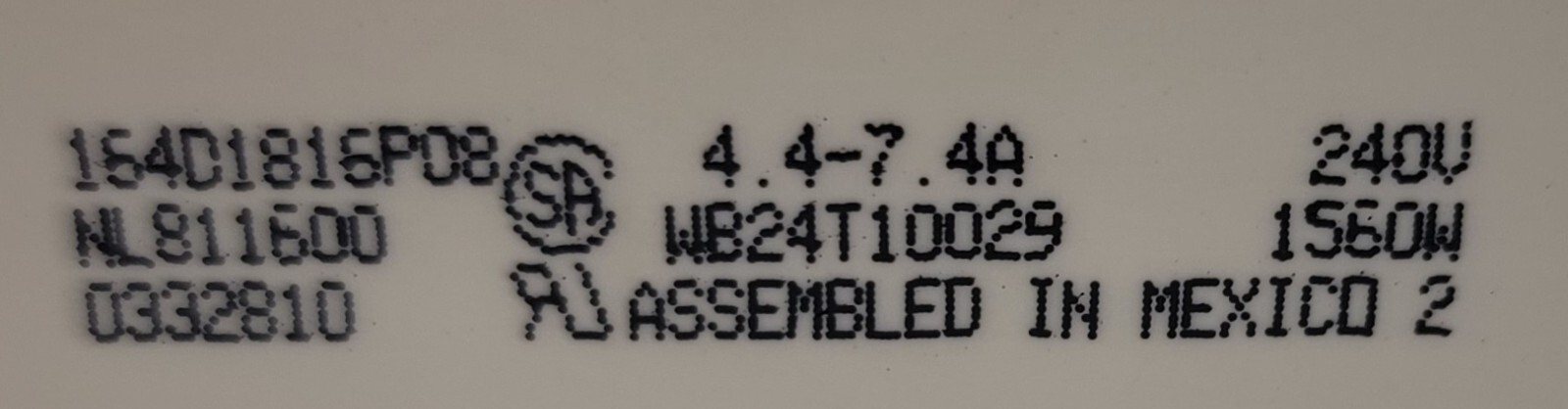 Genuine Oven GE Infinite Switch Part#164D1816P08