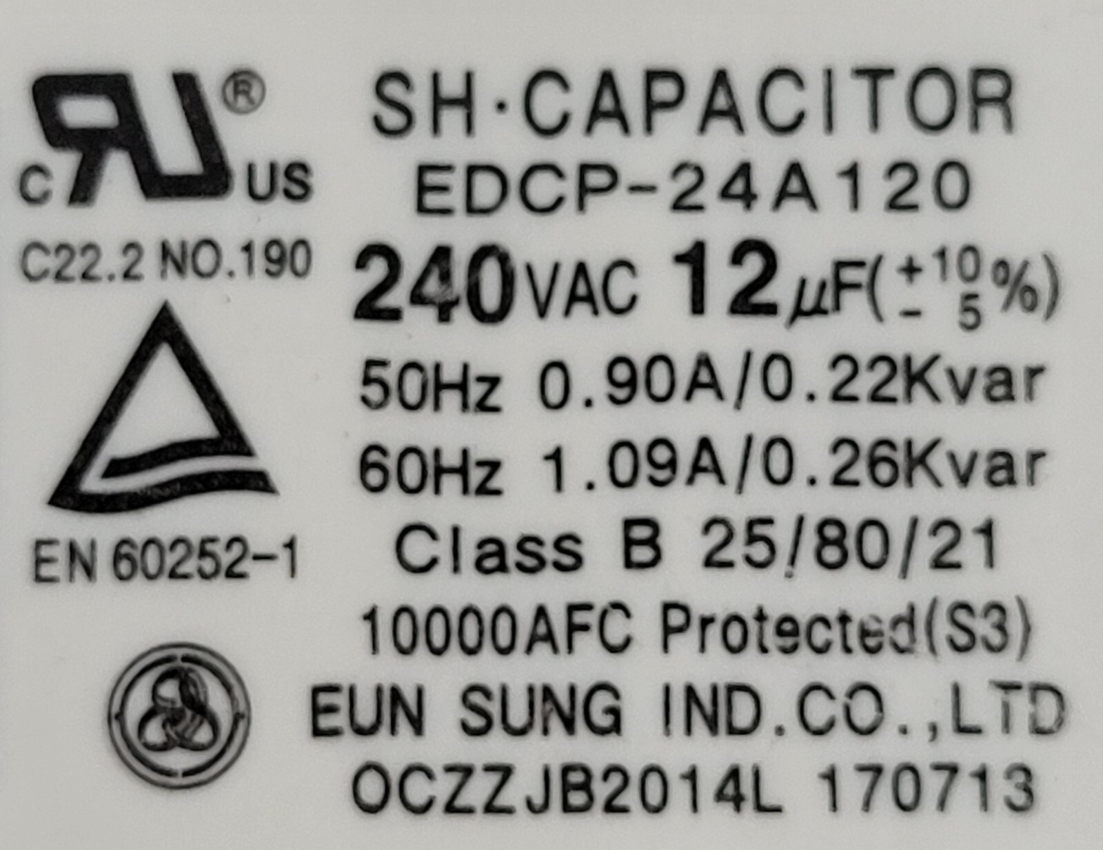Genuine Refrigerator LG Capacitor Part#EDCP-24-A120