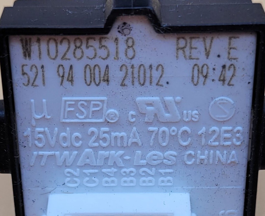 Genuine Washer Whirlpool Selector Switch Part#W10285518