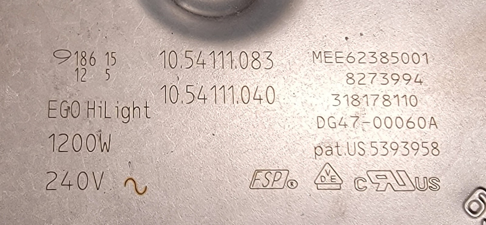 Genuine Electric Range Samsung Surface Element Part#DG47-00060A