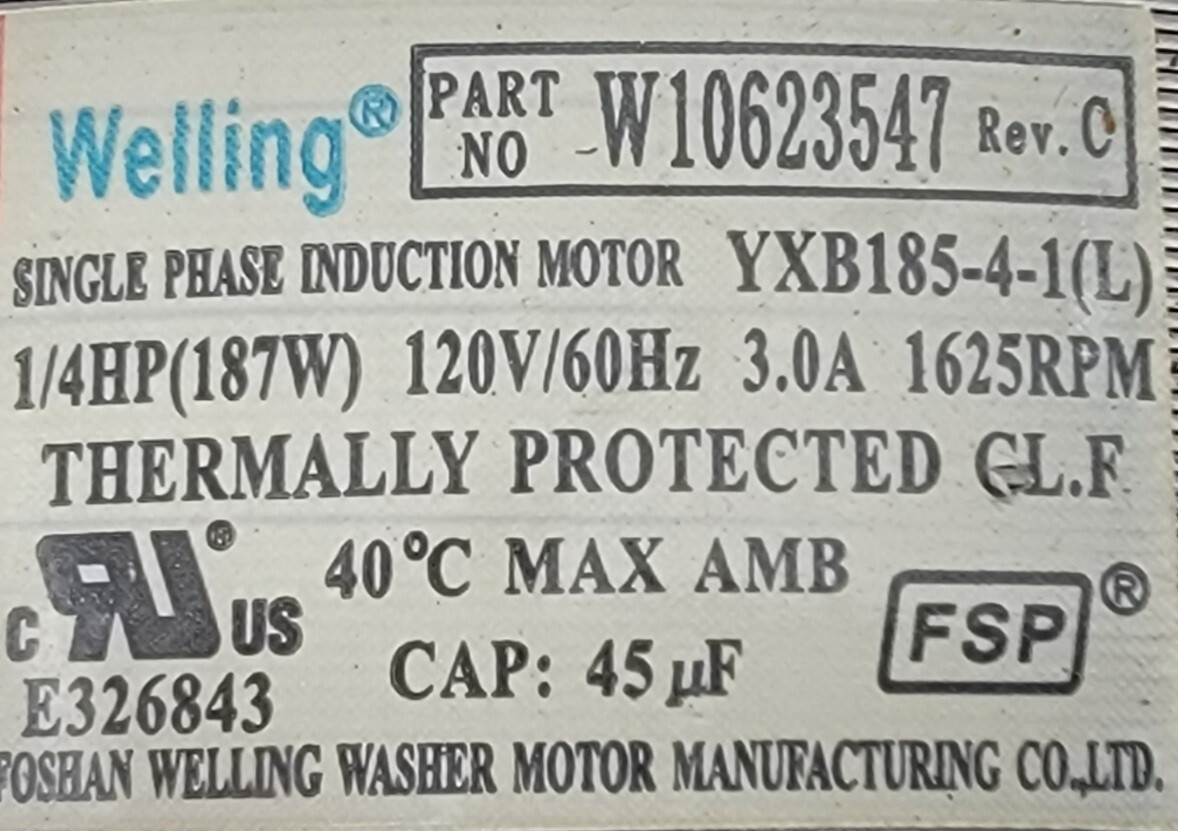 Genuine Washer Amana Drive Motor Part#W10623547