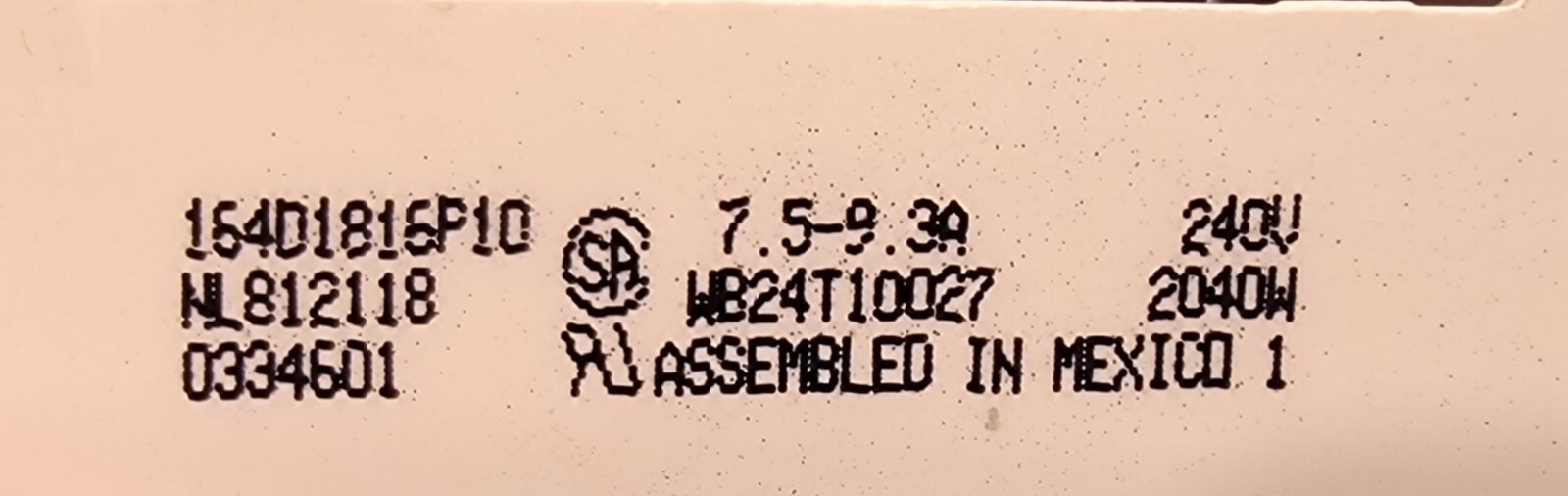 Genuine Oven GE Infinite Switch Part#164D1816P10