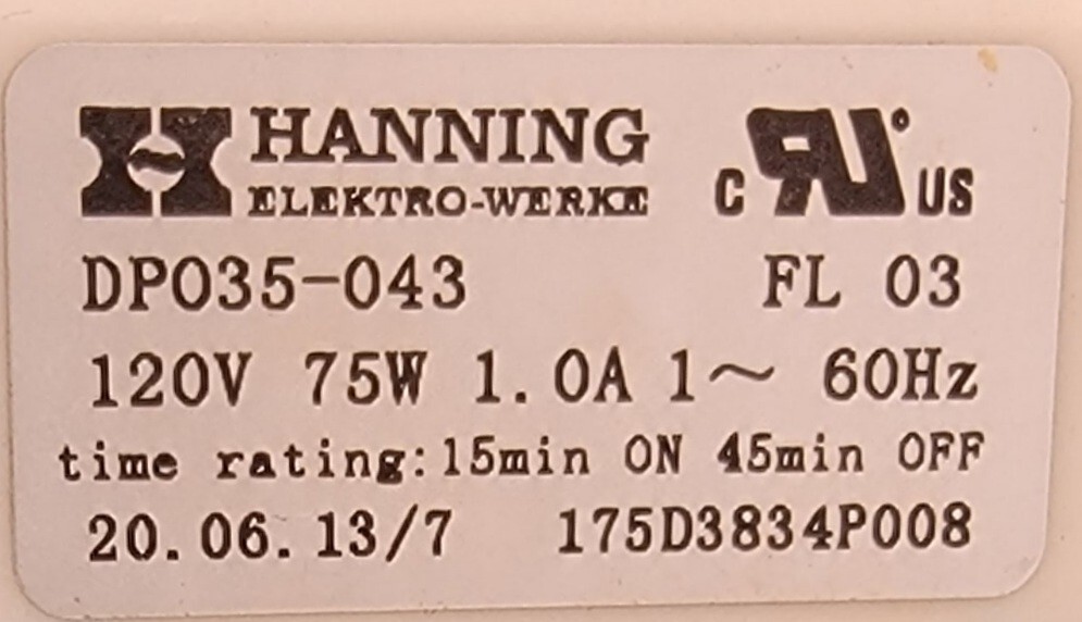 Genuine Washer GE Drain Pump Part#175D3834P008