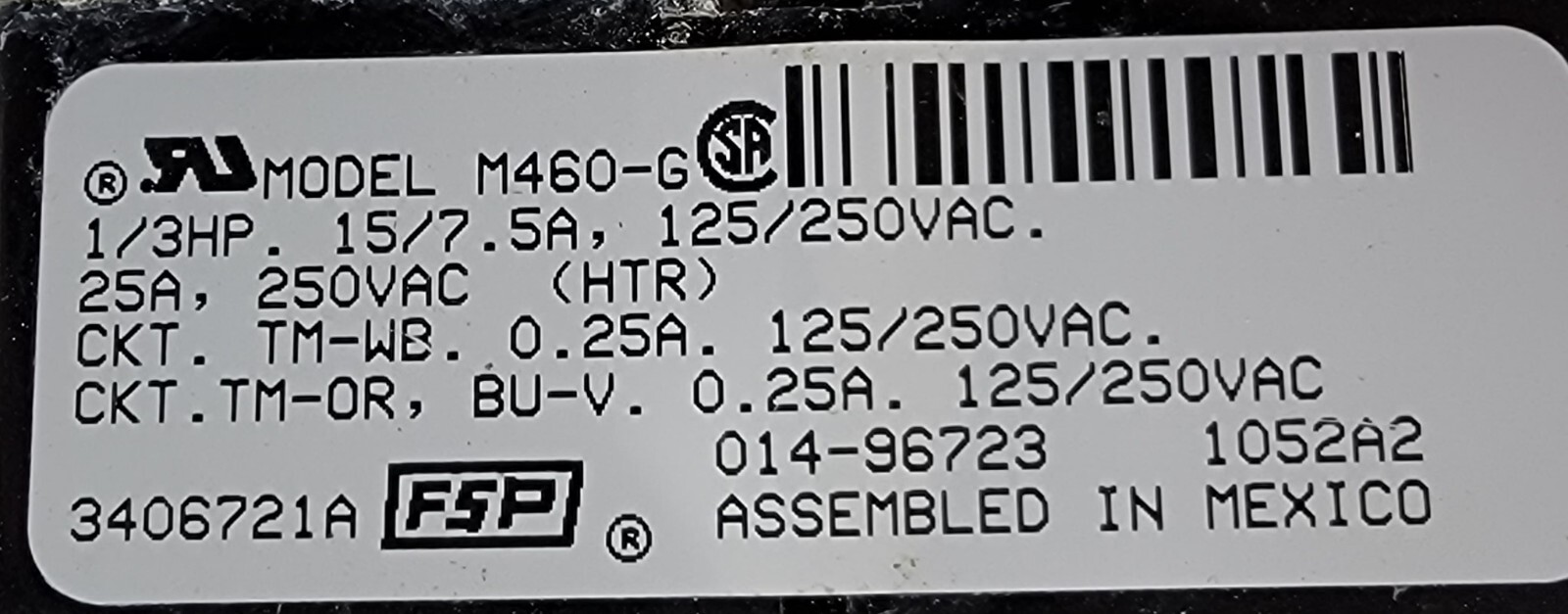 Genuine Washer/Dryer Frigidaire Timer Part#3406721A
