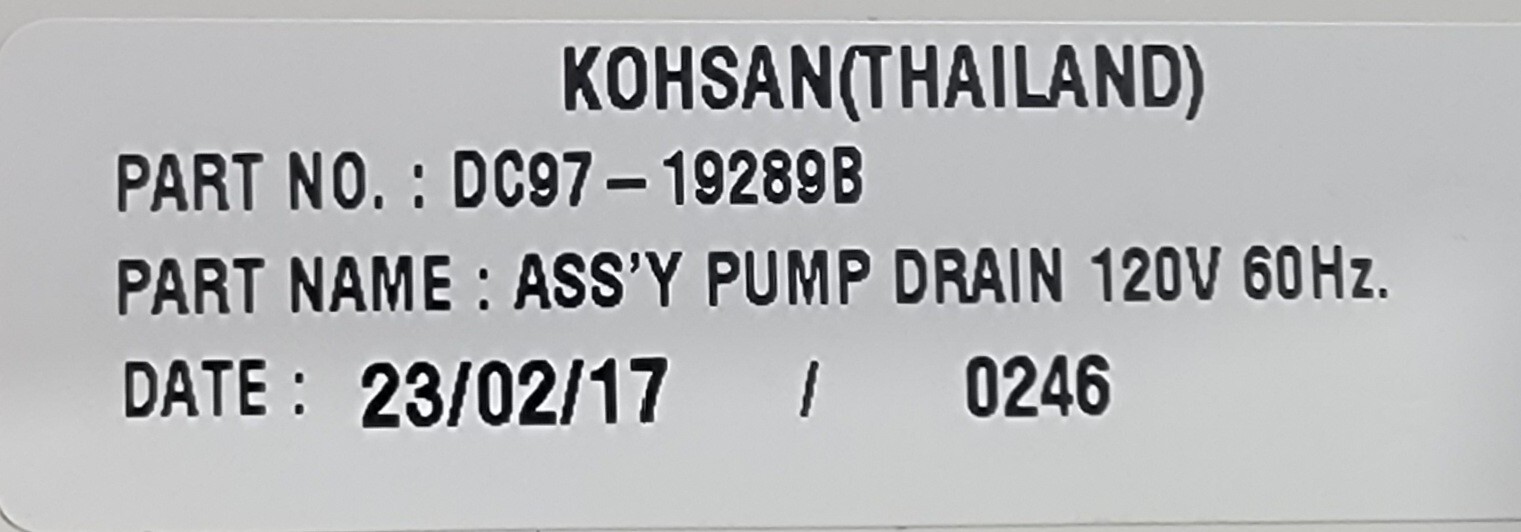 Genuine Washer Samsung Drain Pump Part#DC97-19289B