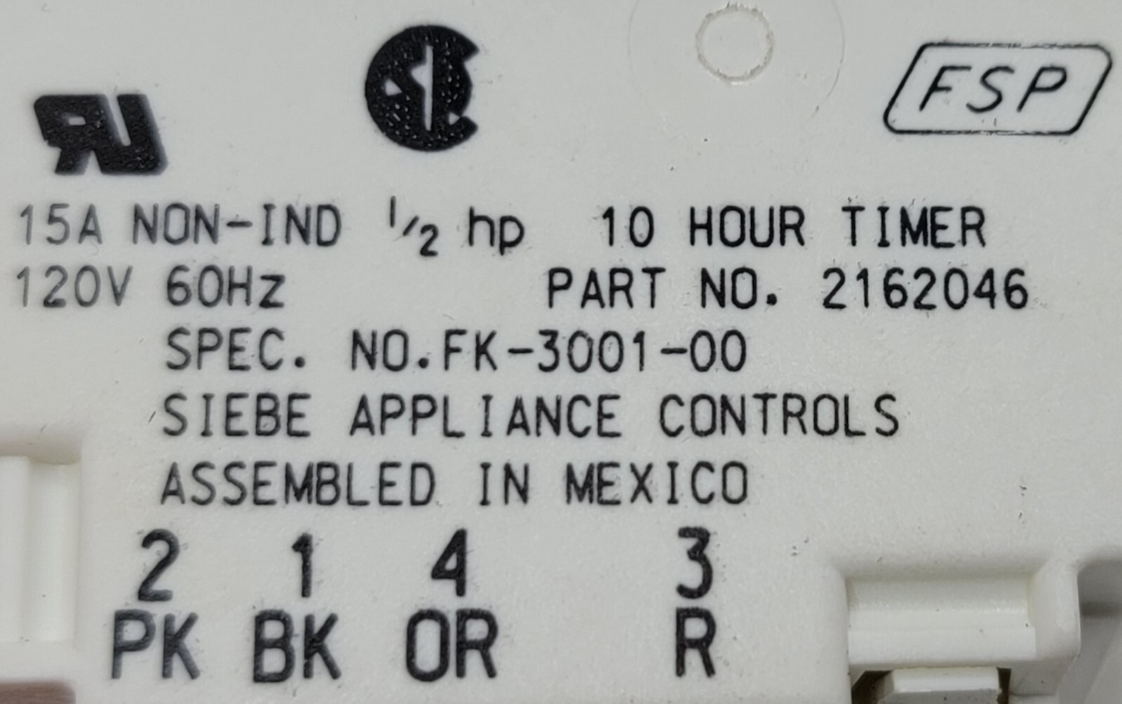 Genuine Refrigerator Kitchen Aid Defrost Timer Part#2162046