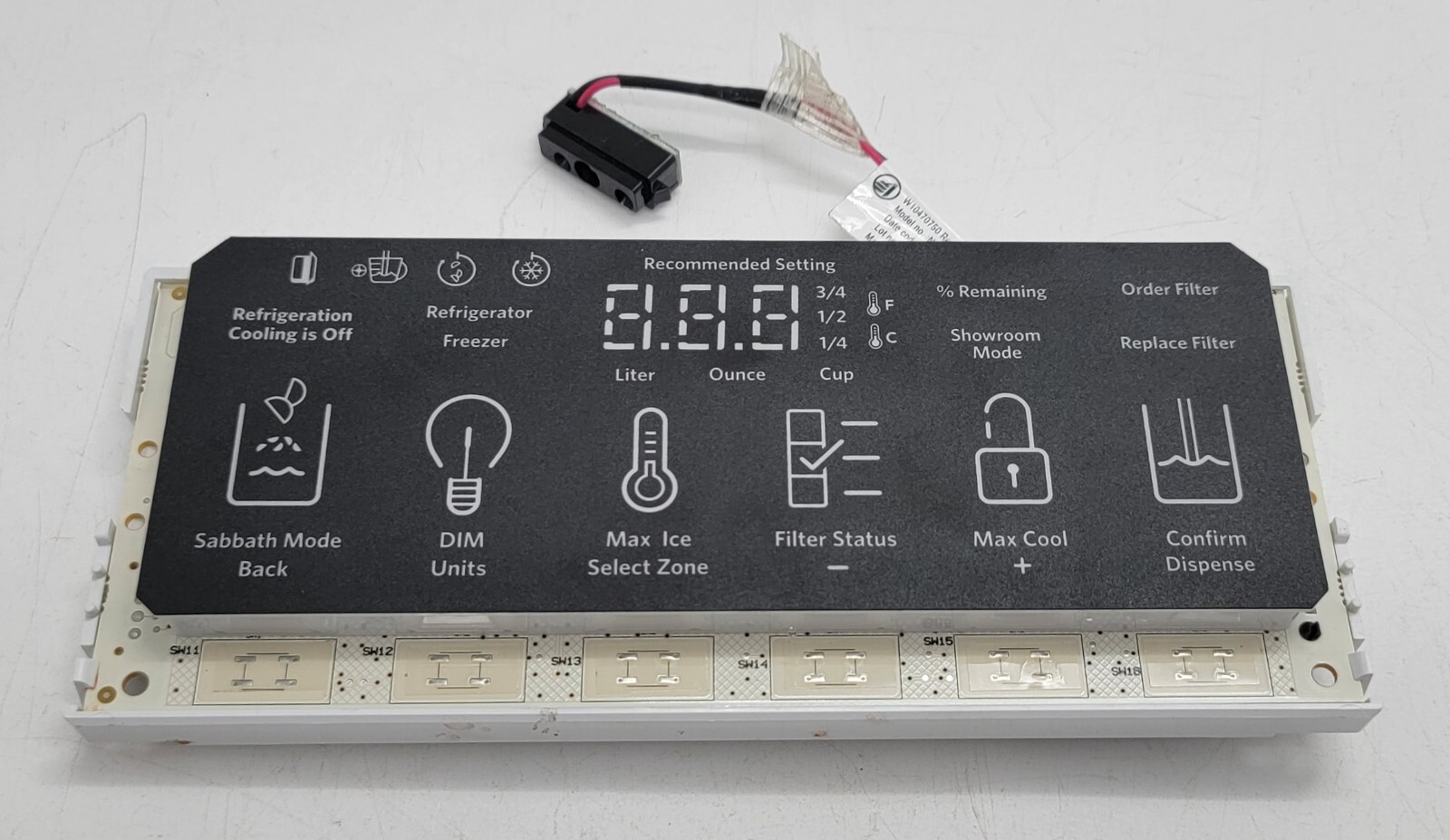 Genuine Refrigerator Kitchen Aid Display Control Board Part#W10677105