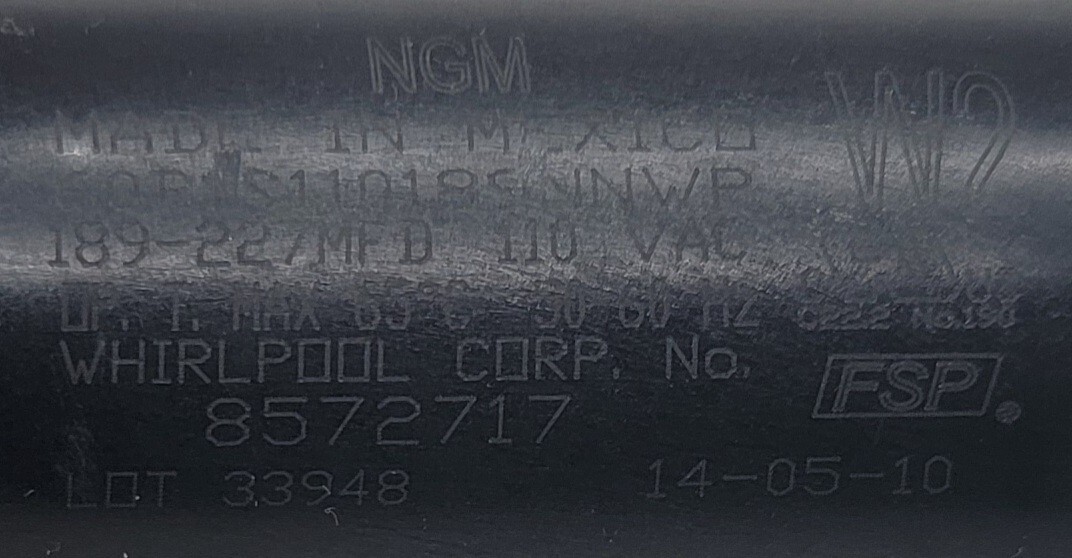 Genuine Washer Whirlpool Capacitor Part#8572717