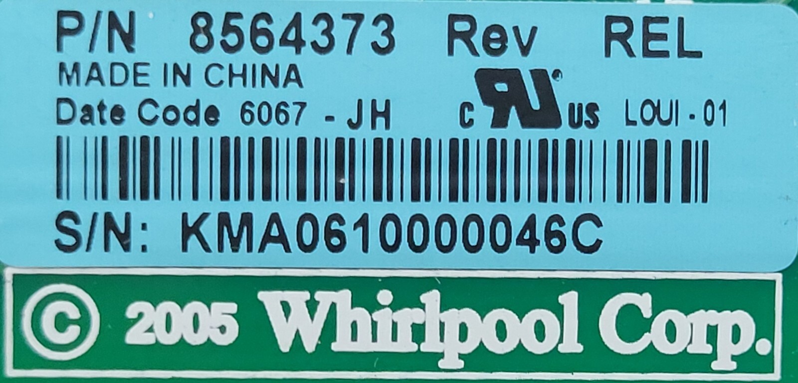 Genuine Washer Whirlpool Circuit Board Part#8564373