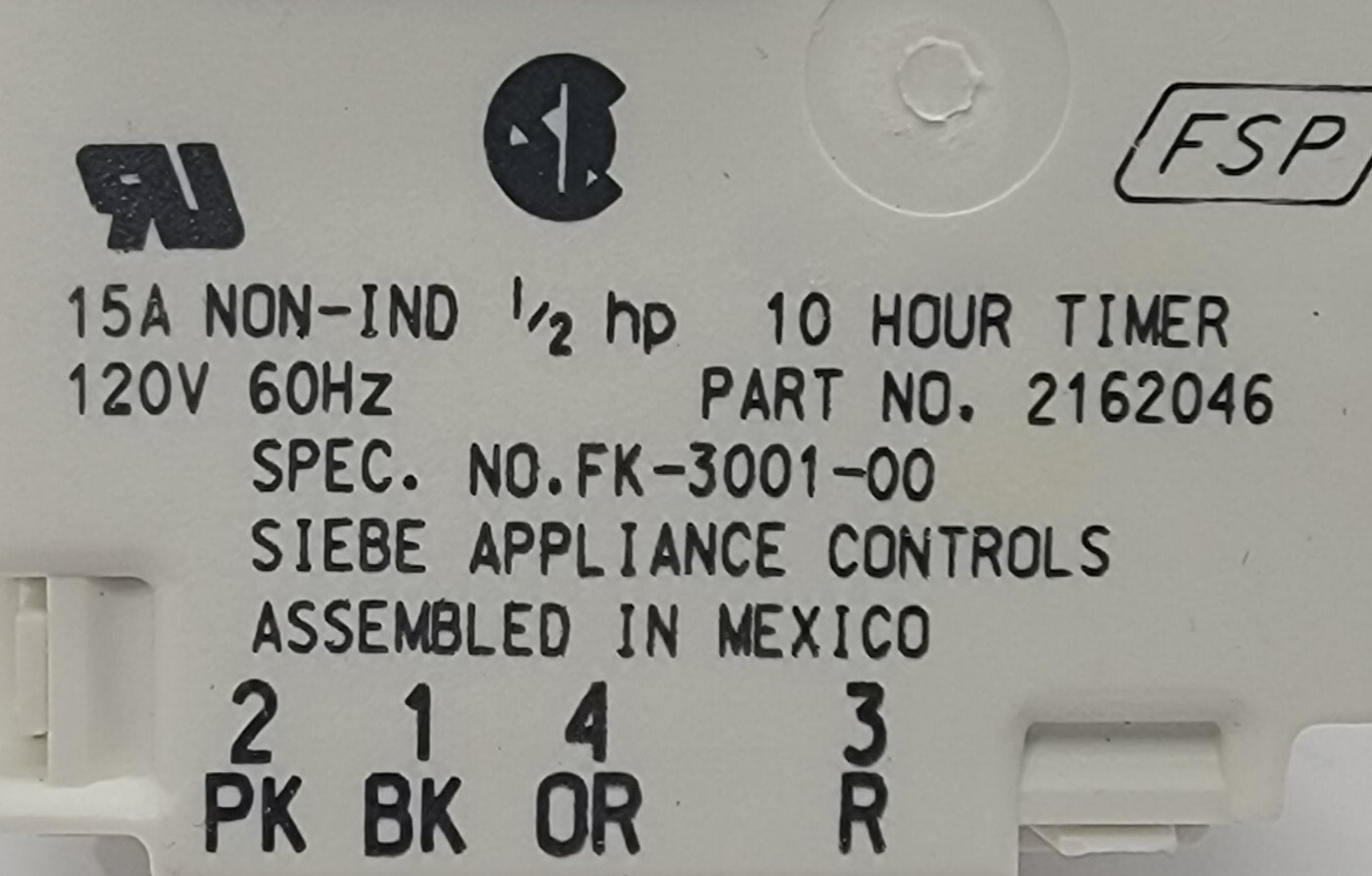 Genuine Refrigerator Kitchen Aid Defrost Timer Part#2162046