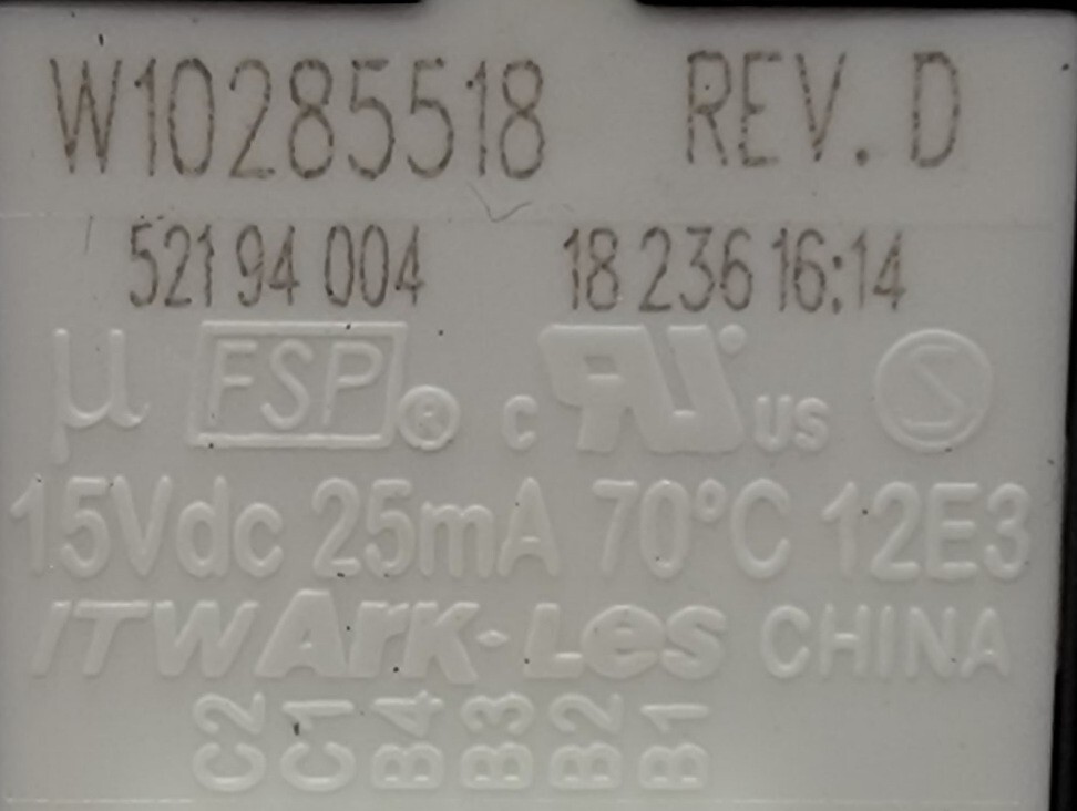 Genuine Washer Whirlpool Selector Switch Part#W10285518